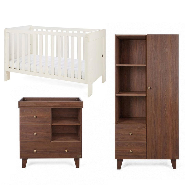 Tutti Bambini Origin Alba/Como 3 Piece Nursery Furniture Set - Cashmere/Rich Walnut-Nursery Sets-Cashmere/Rich Walnut-Cot Bed | Natural Baby Shower