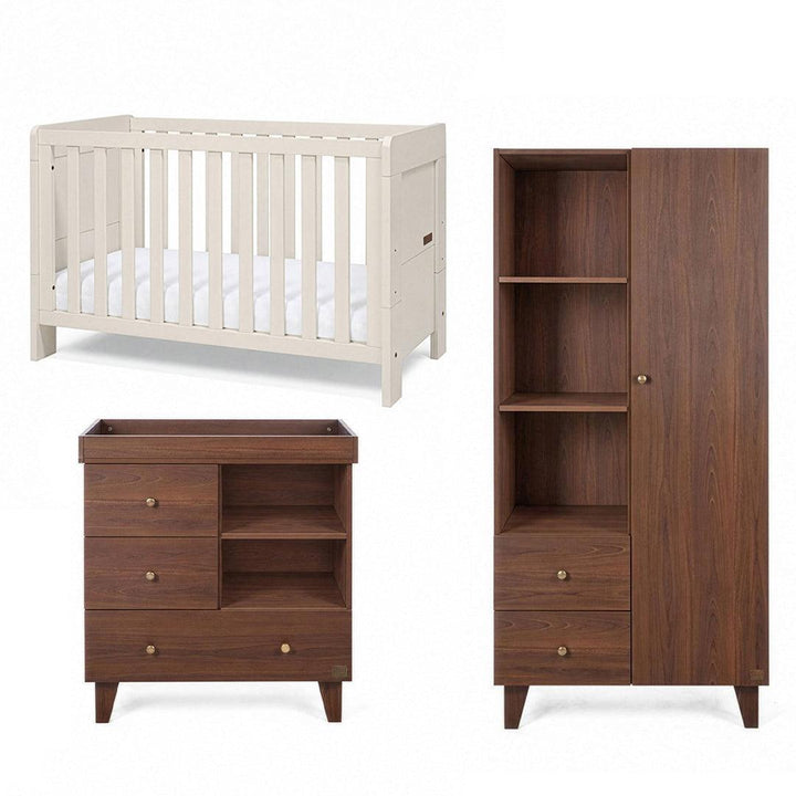 Tutti Bambini Origin Alba/Como 3 Piece Nursery Furniture Set - Cashmere/Rich Walnut-Nursery Sets-Cashmere/Rich Walnut-Cot | Natural Baby Shower
