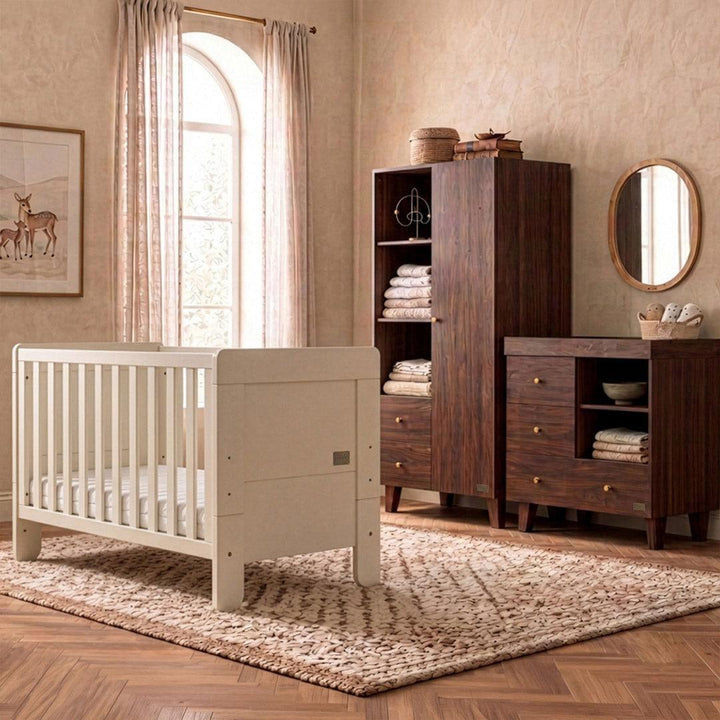 Tutti Bambini Origin Alba/Como 3 Piece Nursery Furniture Set - Cashmere/Rich Walnut-Nursery Sets-Cashmere/Rich Walnut-Cot | Natural Baby Shower