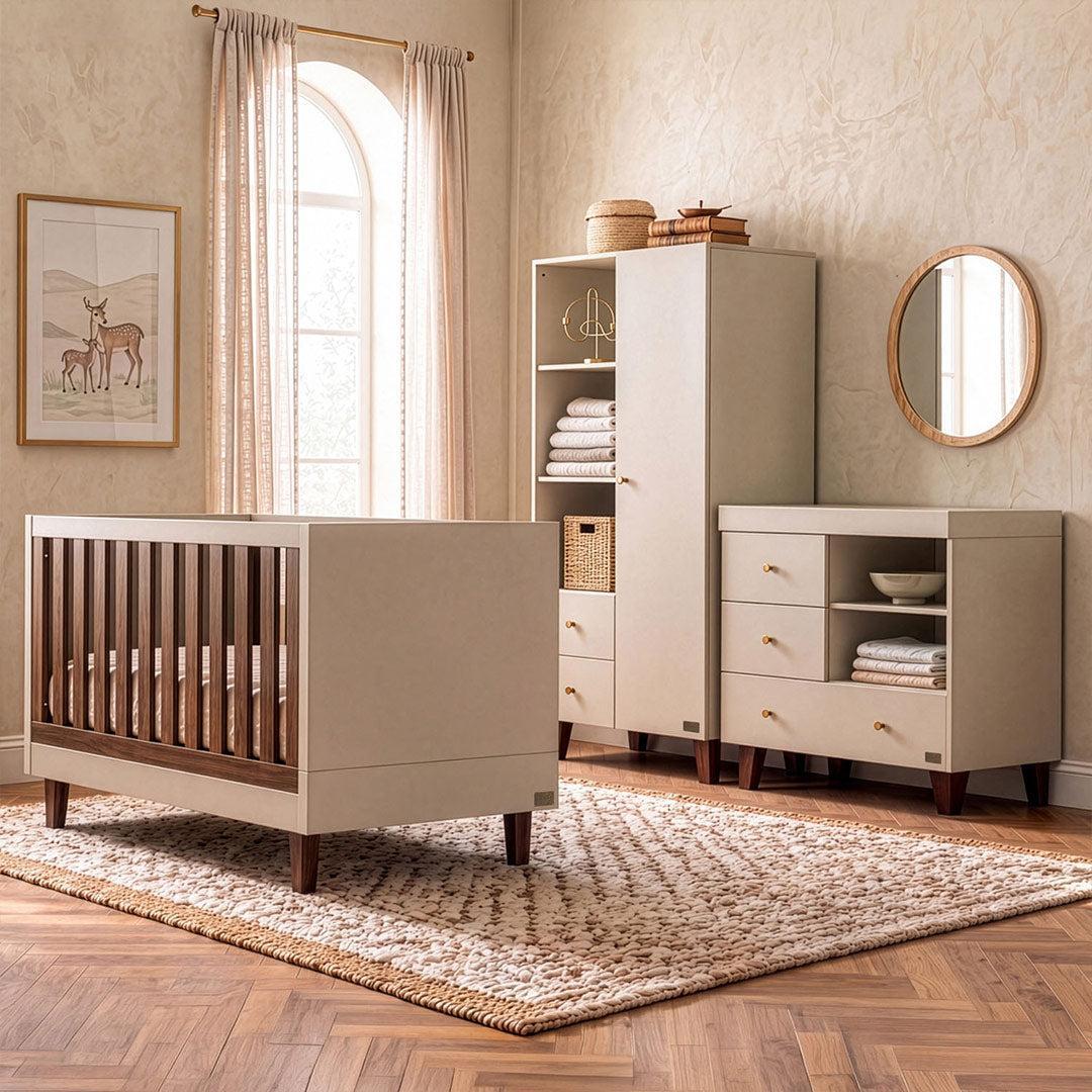 Tutti Bambini Origin Como Cot Bed - Cashmere/Rich Walnut-Cot Beds-Cashmere/Rich Walnut- | Natural Baby Shower