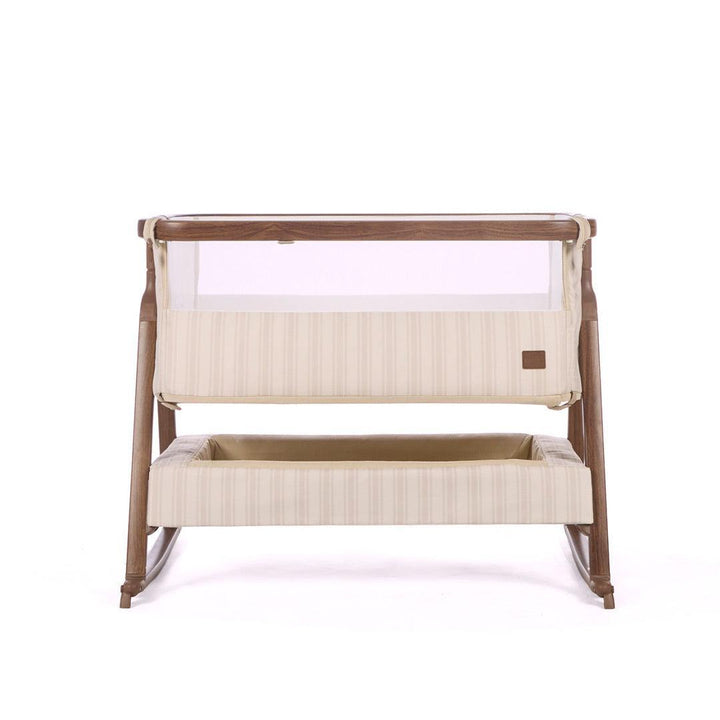 Tutti Bambini Origin CoZee Air 2 Bedside Crib - Rich Walnut & Cashmere Vintage Stripe-Bedside Cribs-Rich Walnut & Cashmere Vintage Stripe- | Natural Baby Shower
