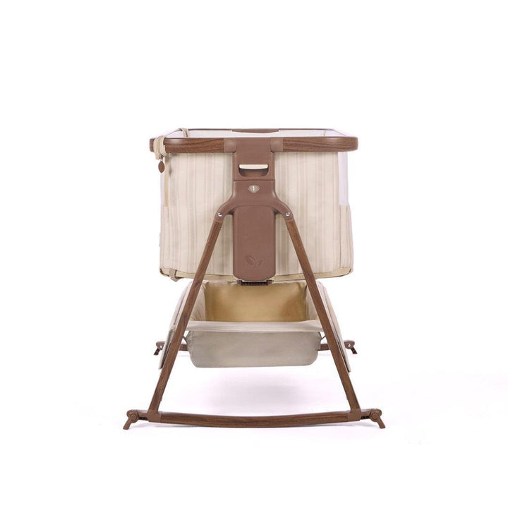 Tutti Bambini Origin CoZee Air 2 Bedside Crib - Rich Walnut & Cashmere Vintage Stripe-Bedside Cribs-Rich Walnut & Cashmere Vintage Stripe- | Natural Baby Shower