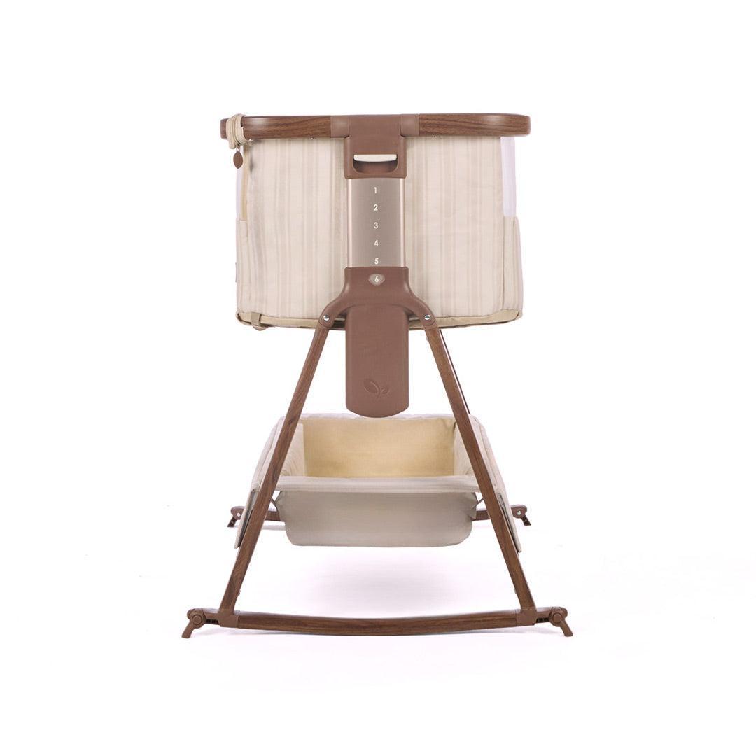 Tutti Bambini Origin CoZee Air 2 Bedside Crib - Rich Walnut & Cashmere Vintage Stripe-Bedside Cribs-Rich Walnut & Cashmere Vintage Stripe- | Natural Baby Shower