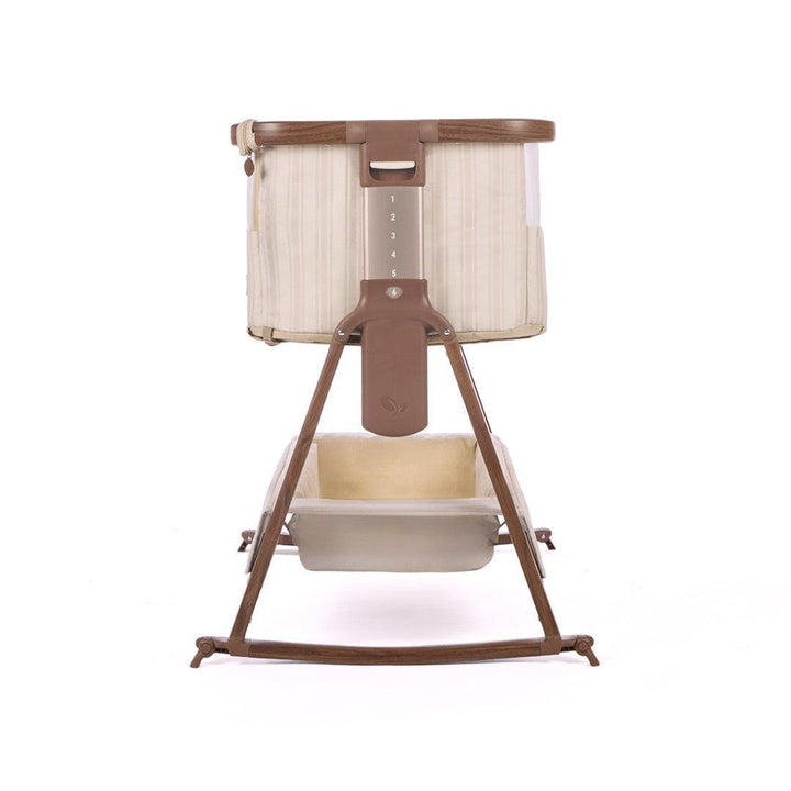 Tutti Bambini Origin CoZee Air 2 Bedside Crib - Rich Walnut & Cashmere Vintage Stripe-Bedside Cribs-Rich Walnut & Cashmere Vintage Stripe- | Natural Baby Shower