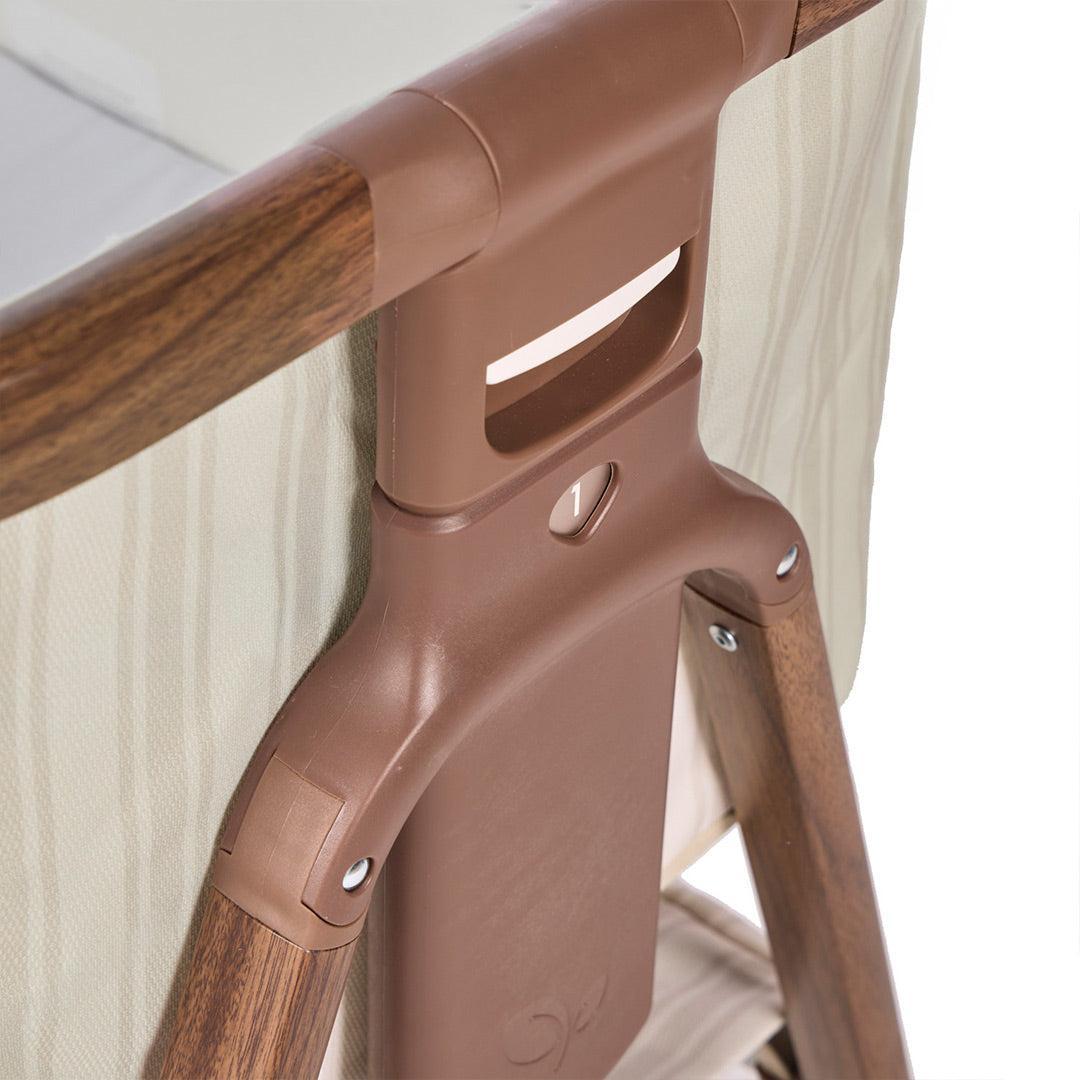 Tutti Bambini Origin CoZee Air 2 Bedside Crib - Rich Walnut & Cashmere Vintage Stripe-Bedside Cribs-Rich Walnut & Cashmere Vintage Stripe- | Natural Baby Shower