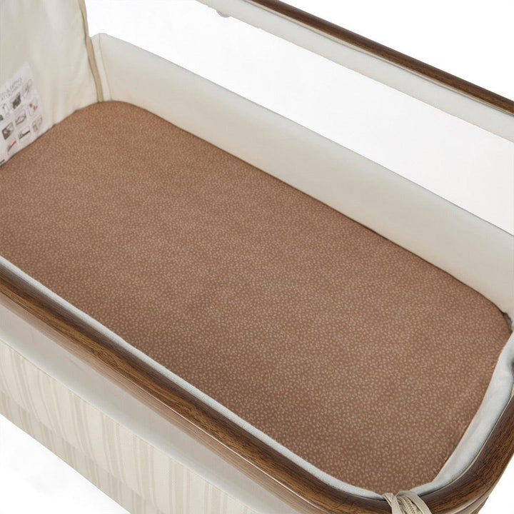 Tutti Bambini Origin CoZee Air 2 Bedside Crib - Rich Walnut & Cashmere Vintage Stripe-Bedside Cribs-Rich Walnut & Cashmere Vintage Stripe- | Natural Baby Shower