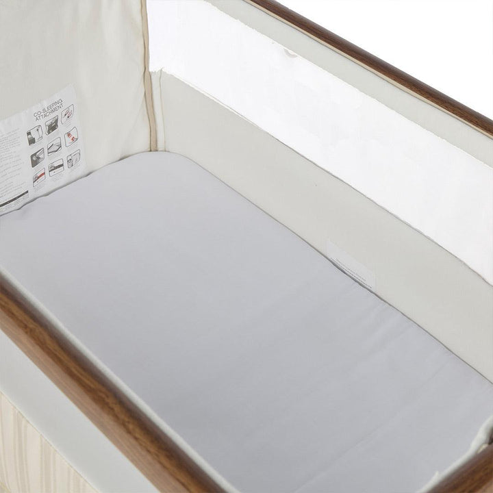 Tutti Bambini Origin CoZee Air 2 Bedside Crib - Rich Walnut & Cashmere Vintage Stripe-Bedside Cribs-Rich Walnut & Cashmere Vintage Stripe- | Natural Baby Shower