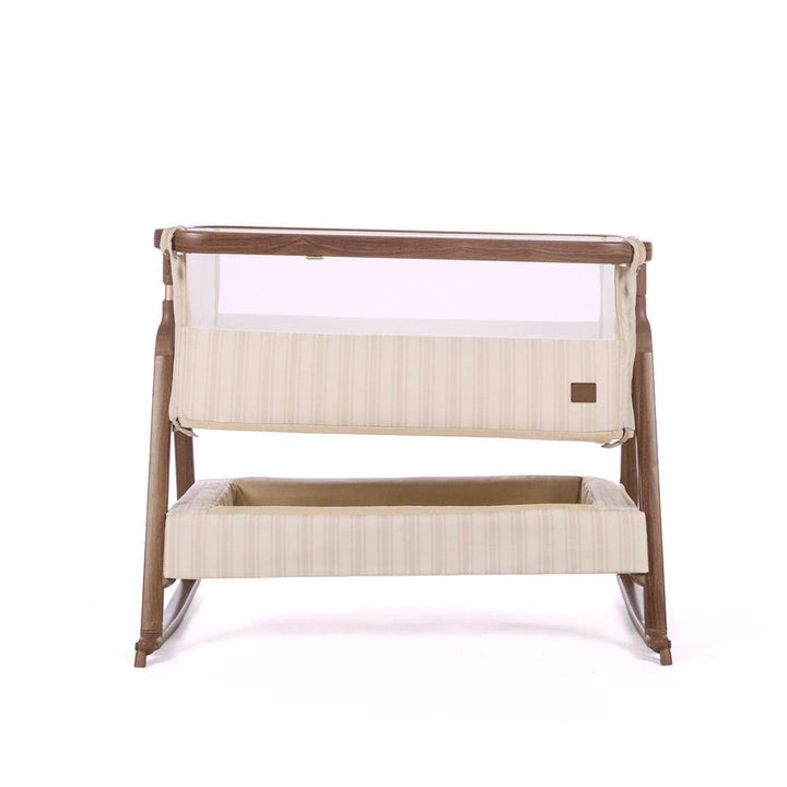 Tutti Bambini Origin CoZee Air 2 Bedside Crib - Rich Walnut & Cashmere Vintage Stripe-Bedside Cribs-Rich Walnut & Cashmere Vintage Stripe- | Natural Baby Shower