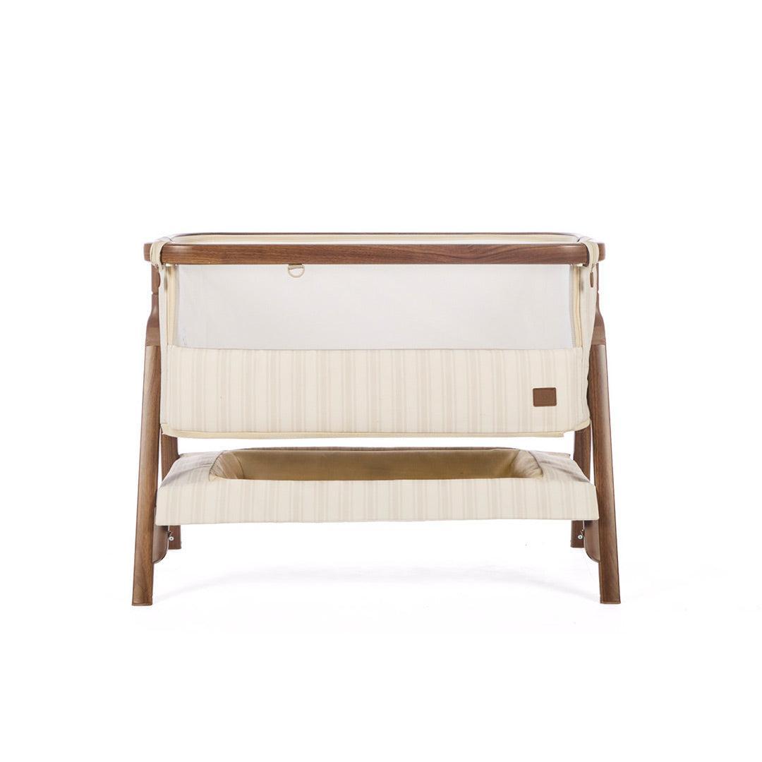 Tutti Bambini Origin CoZee OG Bedside Crib - Rich Walnut & Cashmere Vintage Stripe-Bedside Cribs-Rich Walnut & Cashmere Vintage Stripe- | Natural Baby Shower
