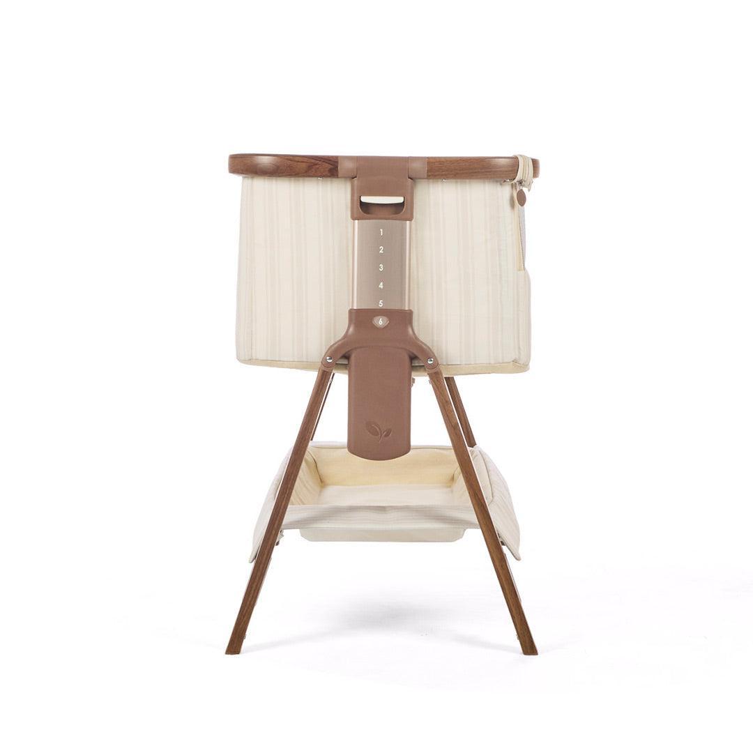 Tutti Bambini Origin CoZee OG Bedside Crib - Rich Walnut & Cashmere Vintage Stripe-Bedside Cribs-Rich Walnut & Cashmere Vintage Stripe- | Natural Baby Shower