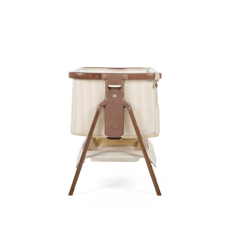 Tutti Bambini Origin CoZee OG Bedside Crib - Rich Walnut & Cashmere Vintage Stripe-Bedside Cribs-Rich Walnut & Cashmere Vintage Stripe- | Natural Baby Shower