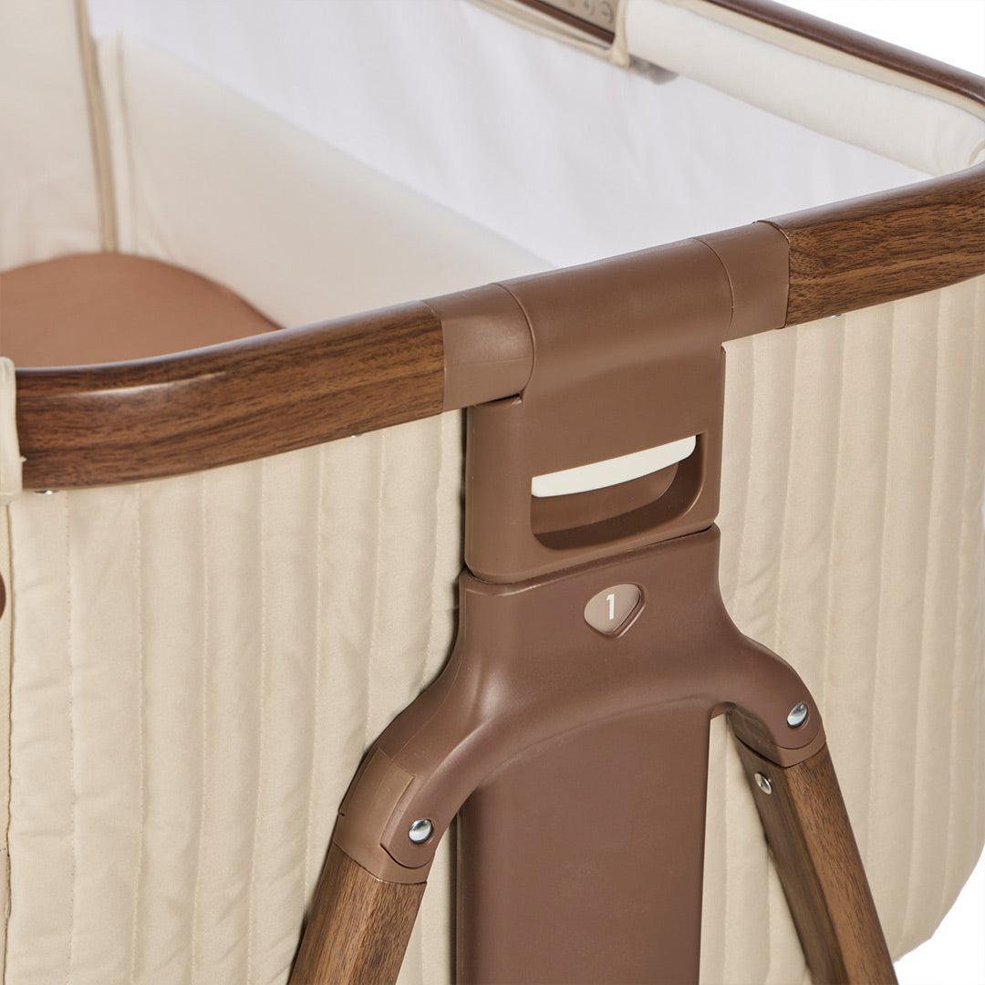 Tutti Bambini Origin CoZee Sense Bedside Crib - Rich Walnut & Quilted Cashmere-Bedside Cribs-Rich Walnut & Quilted Cashmere- | Natural Baby Shower
