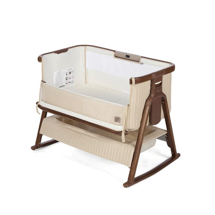 Tutti Bambini Origin CoZee Sense Bedside Crib - Rich Walnut & Quilted Cashmere-Bedside Cribs-Rich Walnut & Quilted Cashmere- | Natural Baby Shower