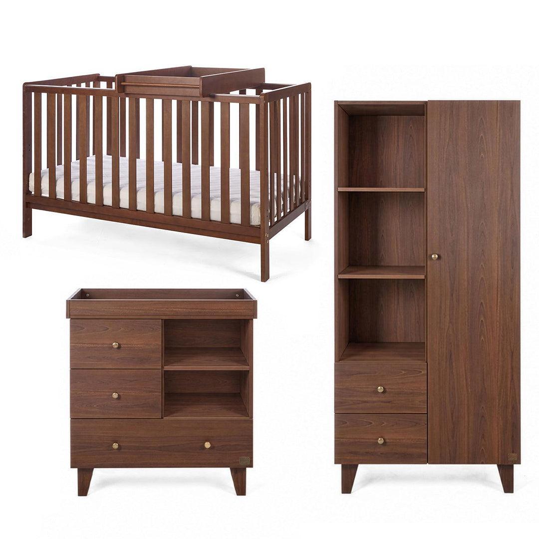 Tutti Bambini Origin Malmo/Como 3 Piece Nursery Furniture Set - Rich Walnut-Nursery Sets- | Natural Baby Shower
