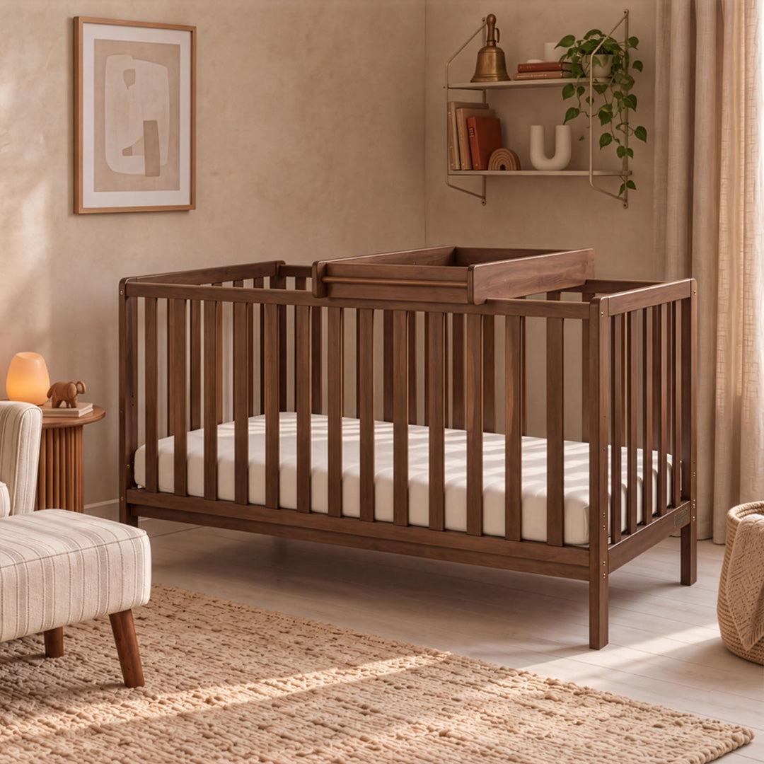 Tutti Bambini Origin Malmo Cot Bed, Cot Top Changer & Mattress Bundle - Rich Walnut-Cot Beds-Rich Walnut- | Natural Baby Shower