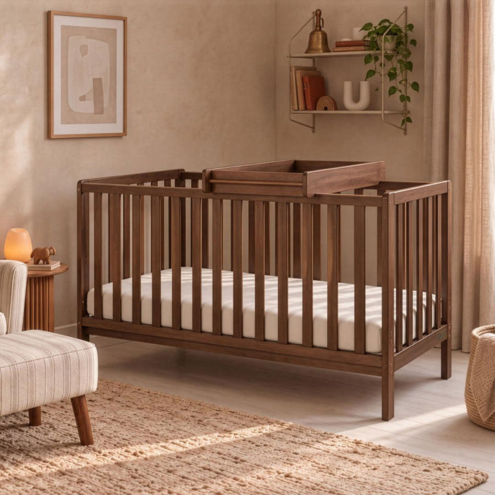 Tutti Bambini Origin Malmo Cot Bed, Cot Top Changer & Mattress Bundle - Rich Walnut-Cot Beds-Rich Walnut- | Natural Baby Shower