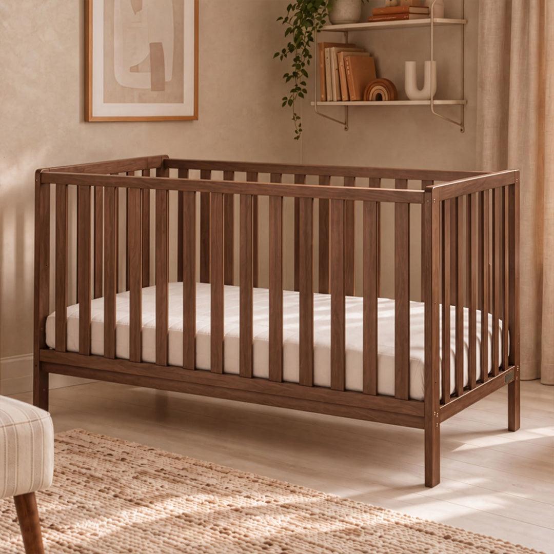 Tutti Bambini Origin Malmo Cot Bed, Cot Top Changer & Mattress Bundle - Rich Walnut-Cot Beds-Rich Walnut- | Natural Baby Shower