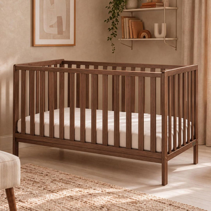 Tutti Bambini Origin Malmo Cot Bed, Cot Top Changer & Mattress Bundle - Rich Walnut-Cot Beds-Rich Walnut- | Natural Baby Shower