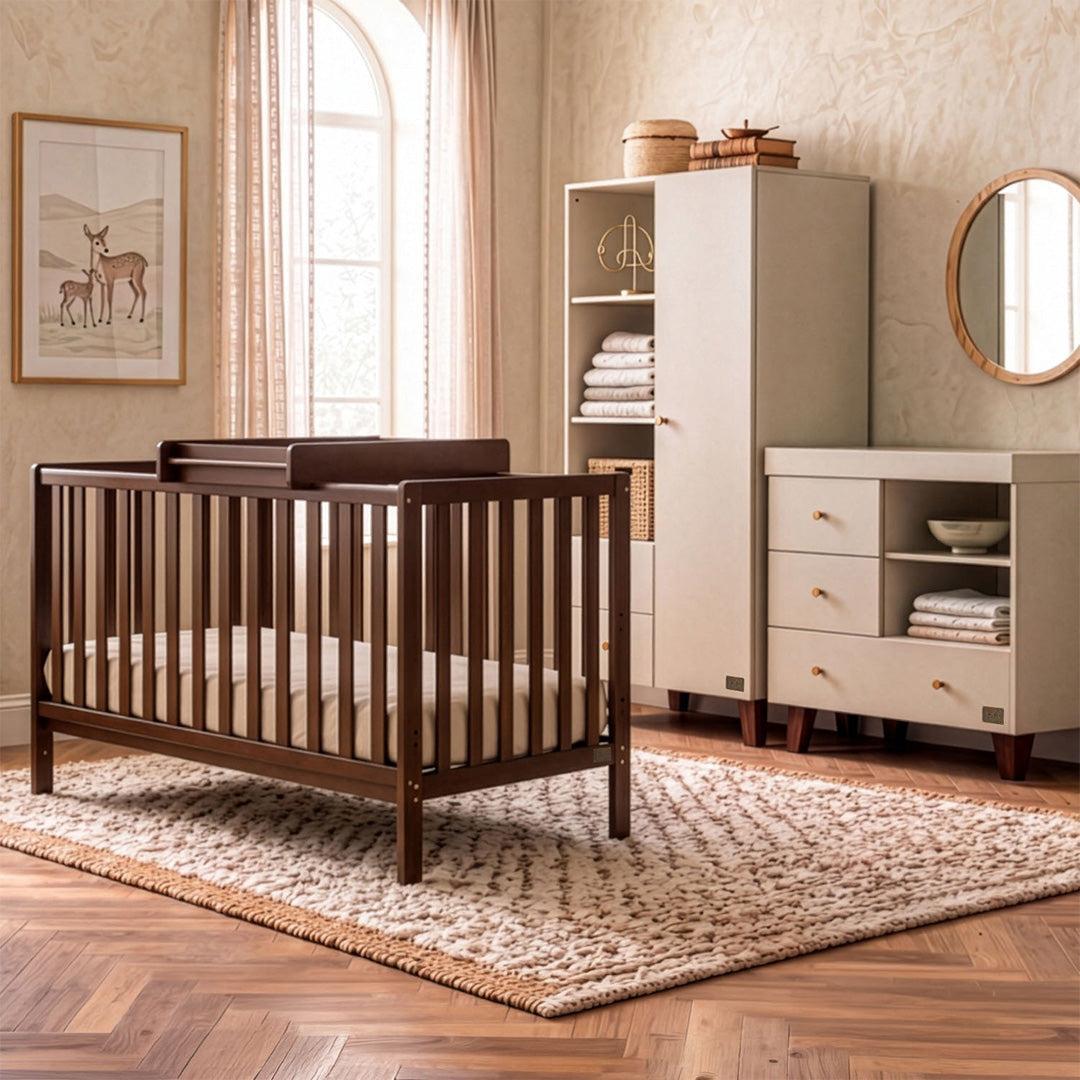 Tutti Bambini Origin Malmo Cot Bed, Cot Top Changer & Mattress Bundle - Rich Walnut-Cot Beds-Rich Walnut- | Natural Baby Shower