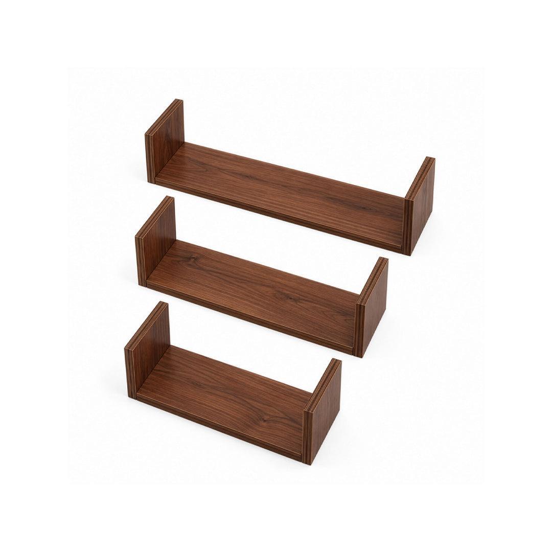 Tutti Bambini Origin Set of Three U-Shaped Wall Shelves - Rich Walnut-Shelves-Rich Walnut- | Natural Baby Shower