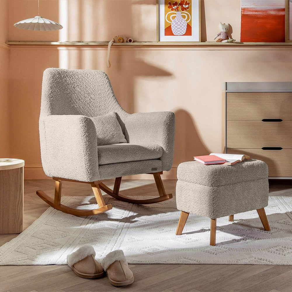 Tutti Bambini Oscar Luxe Rocking Chair & Footstool - Teddy Mushroom-Feeding Chairs-Teddy Mushroom-One Size | Natural Baby Shower
