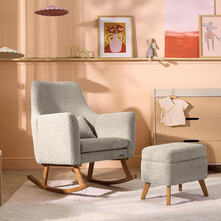 Tutti Bambini Oscar Luxe Rocking Chair & Footstool - Teddy Mushroom-Feeding Chairs-Teddy Mushroom-One Size | Natural Baby Shower