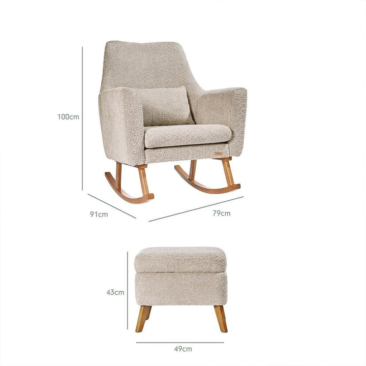 Tutti Bambini Oscar Luxe Rocking Chair & Footstool - Teddy Mushroom-Feeding Chairs-Teddy Mushroom-One Size | Natural Baby Shower