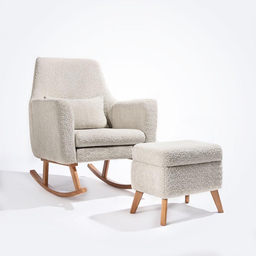 Tutti Bambini Oscar Luxe Rocking Chair & Footstool - Teddy Sage-Feeding Chairs-Teddy Sage-One Size | Natural Baby Shower