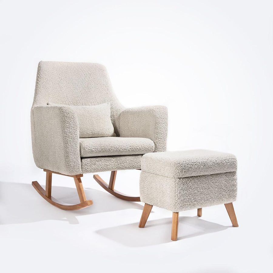 Tutti Bambini Oscar Luxe Rocking Chair & Footstool - Teddy Sage-Feeding Chairs-Teddy Sage-One Size | Natural Baby Shower