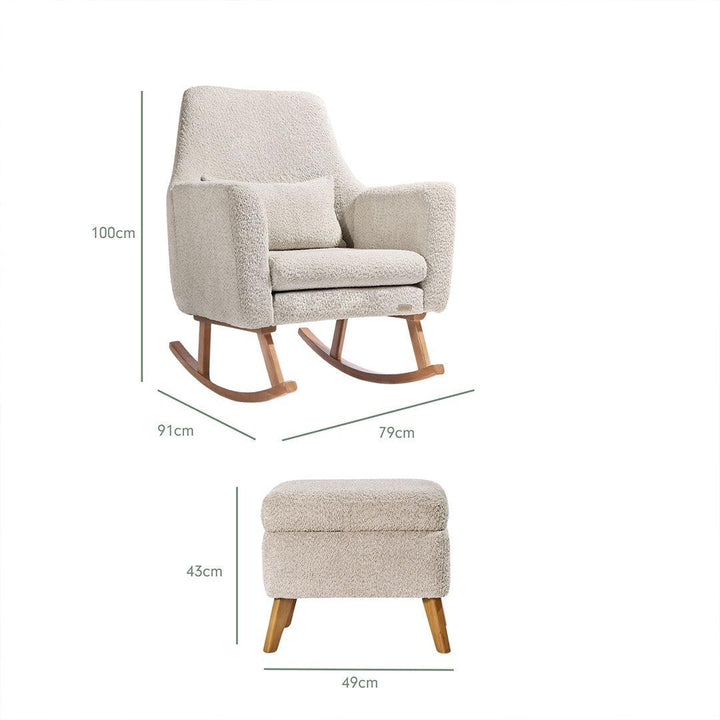 Tutti Bambini Oscar Luxe Rocking Chair & Footstool - Teddy Sage-Feeding Chairs-Teddy Sage-One Size | Natural Baby Shower