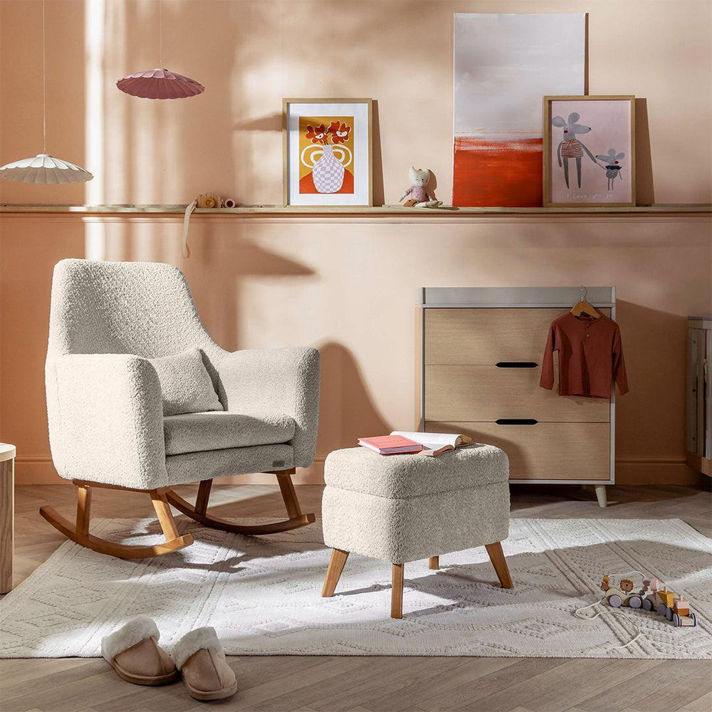 Tutti Bambini Oscar Luxe Rocking Chair & Footstool - Teddy Sage-Feeding Chairs-Teddy Sage-One Size | Natural Baby Shower