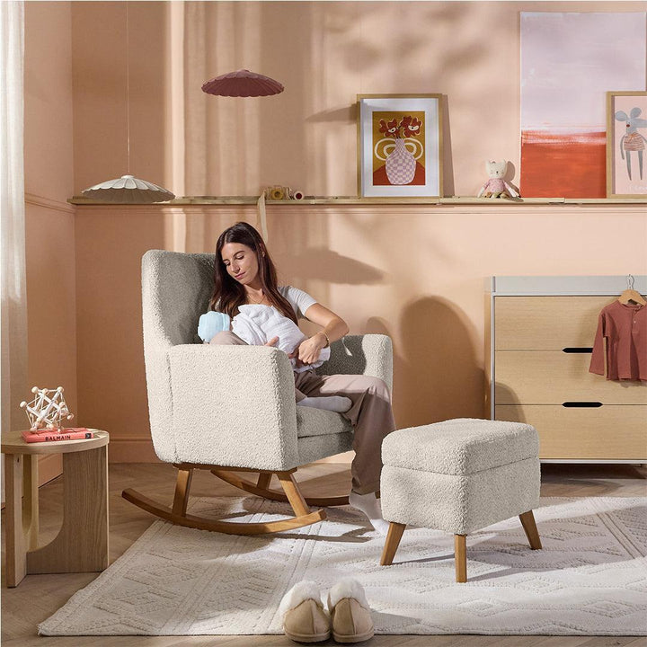 Tutti Bambini Oscar Luxe Rocking Chair & Footstool - Teddy Sage-Feeding Chairs-Teddy Sage-One Size | Natural Baby Shower