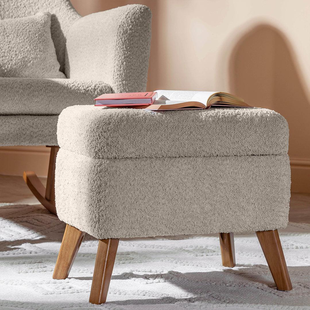 Tutti Bambini Oscar Luxe Rocking Chair & Footstool - Teddy Sage-Feeding Chairs-Teddy Sage-One Size | Natural Baby Shower