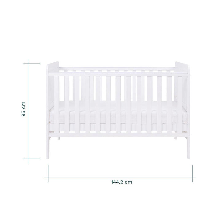 Tutti Bambini Rio Cot Bed with Cot Top Changer & Mattress - White-Cot Beds-White- | Natural Baby Shower