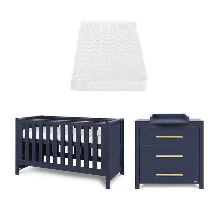 Tutti Bambini Tivoli 2 Piece Room Set - Navy-Nursery Sets-Navy-Pocket Sprung Cot Bed Mattress | Natural Baby Shower