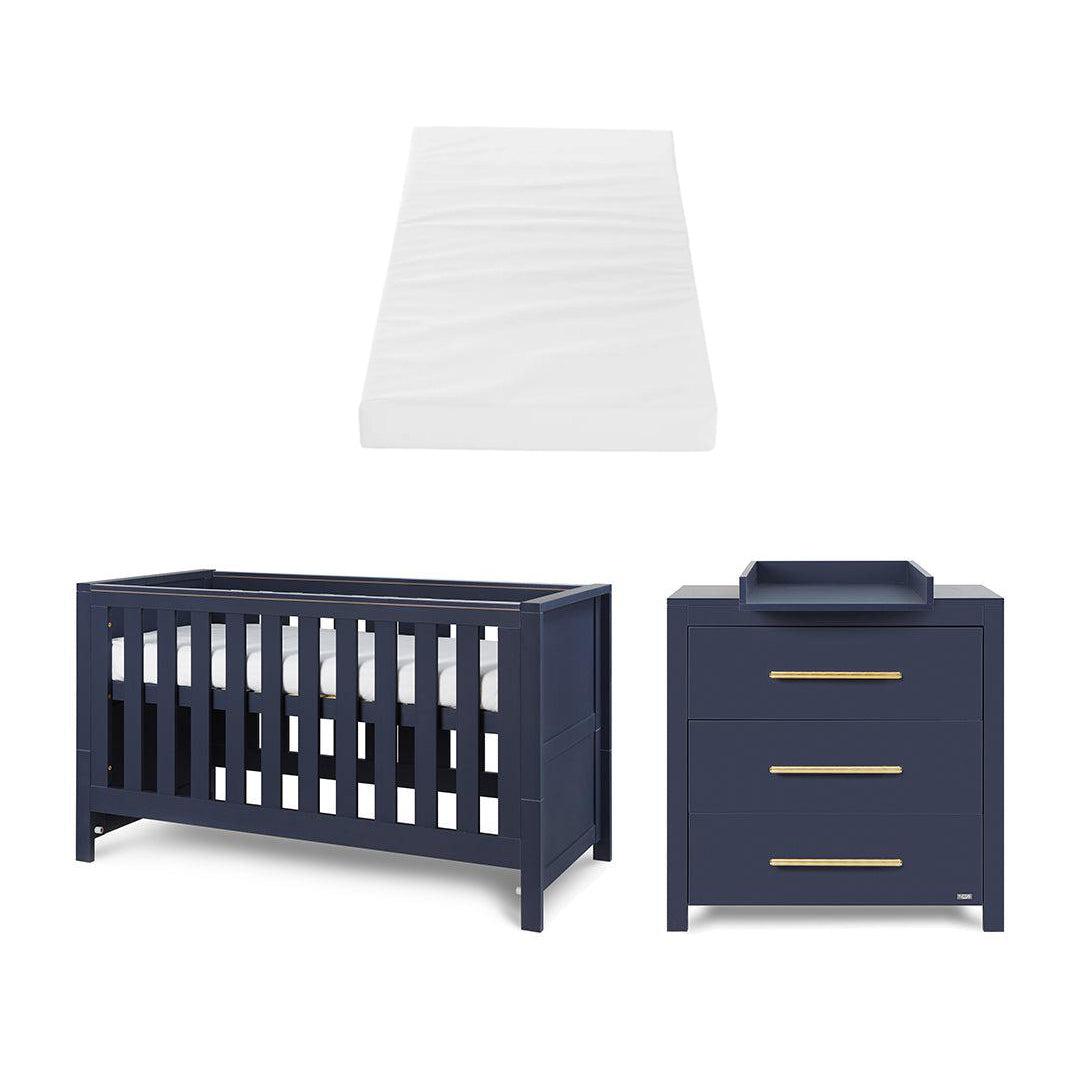 Tutti Bambini Tivoli 2 Piece Room Set - Navy-Nursery Sets-Navy-Polyester Fibre Cot Bed Mattress | Natural Baby Shower
