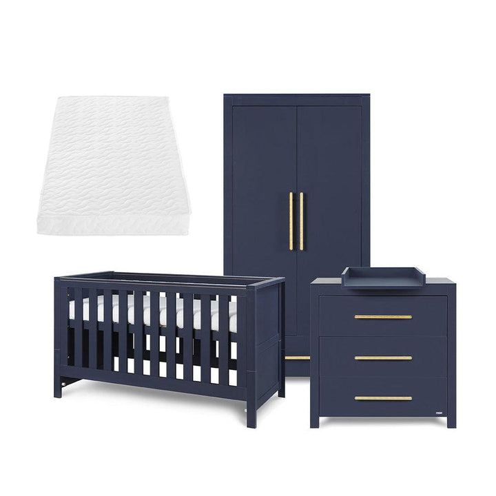 Tutti Bambini Tivoli 3 Piece Room Set - Navy-Nursery Sets-Navy-Pocket Sprung Cot Bed Mattress | Natural Baby Shower