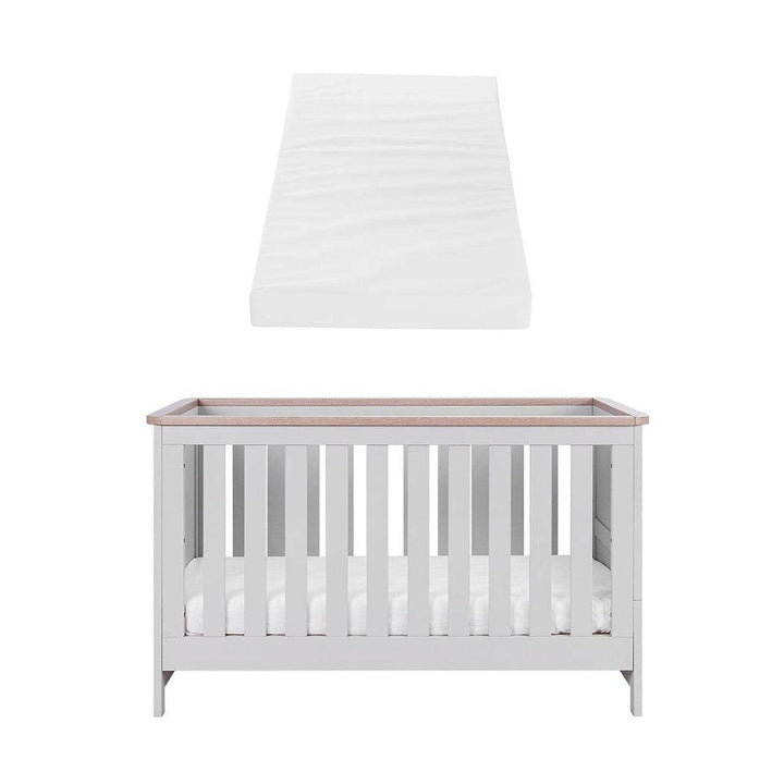 Tutti Bambini Verona Cot Bed - Dove Grey/Oak-Cot Beds-Dove Grey/Oak-Polyester Fibre Cot Bed Mattress | Natural Baby Shower