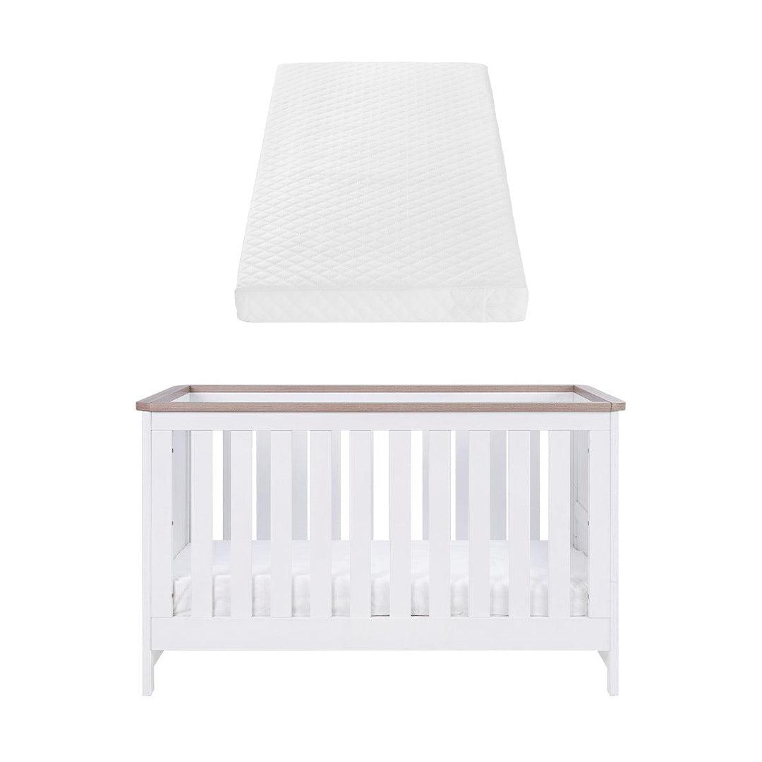 Tutti Bambini Verona Cot Bed - White/Oak-Cot Beds-White/Oak-Sprung Cot Bed Mattress | Natural Baby Shower