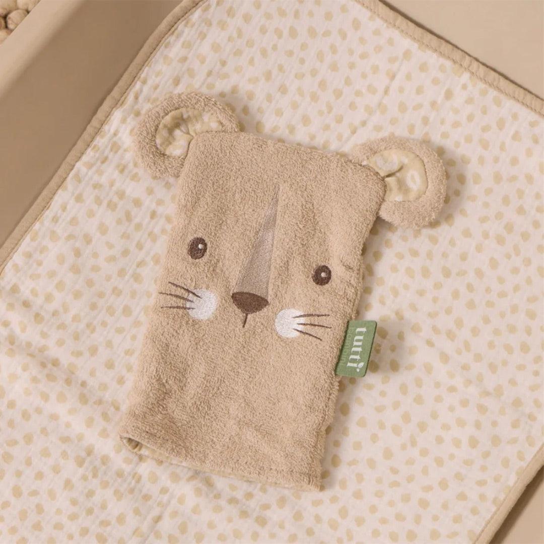Tutti Bambini Wash Mitt - Larry Leopard-Washcloths-Larry Leopard-One Size | Natural Baby Shower
