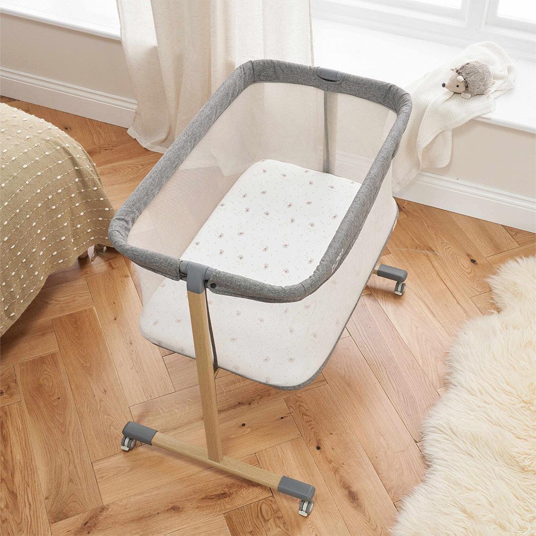 Tutti Bambini ZiZee Essential Crib - Oak/Charcoal-Bedside Cribs-Oak/Charcoal- | Natural Baby Shower