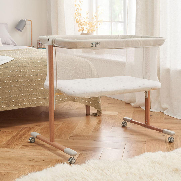 Tutti Bambini ZiZee Essential Crib - Scandinavian Walnut/Ecru-Bedside Cribs-Scandinavian Walnut/Ecru- | Natural Baby Shower