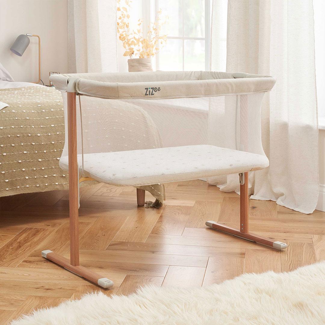 Tutti Bambini ZiZee Essential Crib - Scandinavian Walnut/Ecru-Bedside Cribs-Scandinavian Walnut/Ecru- | Natural Baby Shower