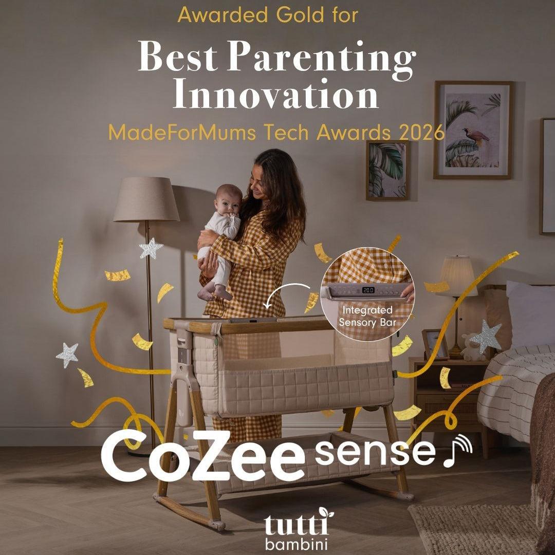 Tutti Bambini Cozee Sense Bedside Crib - Drifted Oak / Eucalyptus-Bedside Cribs- | Natural Baby Shower