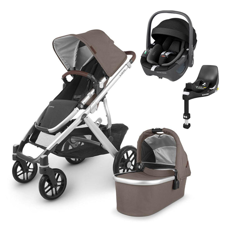 UPPAbaby VISTA + Pebble 360/360 Pro Travel System - Theo-Travel Systems-Pebble i-Size Car Seat-FamilyFix 360 Base | Natural Baby Shower