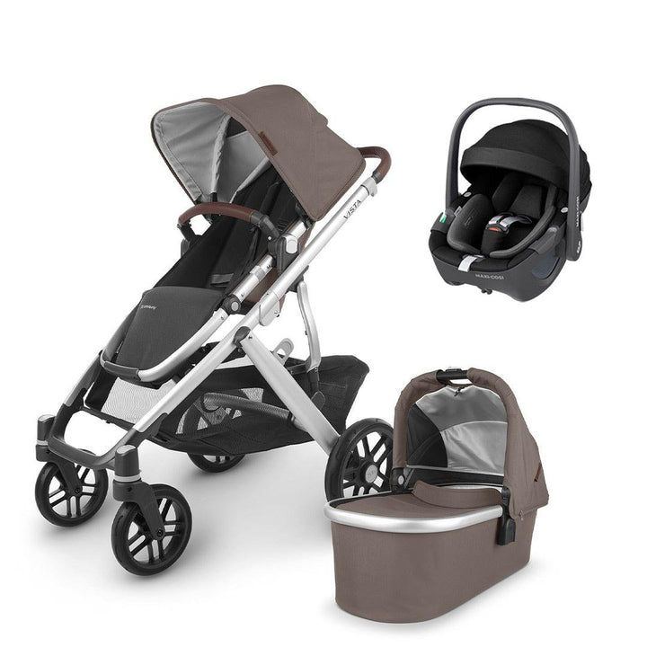 UPPAbaby VISTA + Pebble 360/360 Pro Travel System - Theo-Travel Systems-Pebble i-Size Car Seat-No Base | Natural Baby Shower