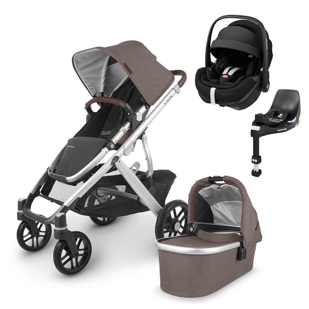 UPPAbaby VISTA + Pebble 360/360 Pro Travel System - Theo-Travel Systems-Pebble Pro Car Seat-FamilyFix 360 Base | Natural Baby Shower
