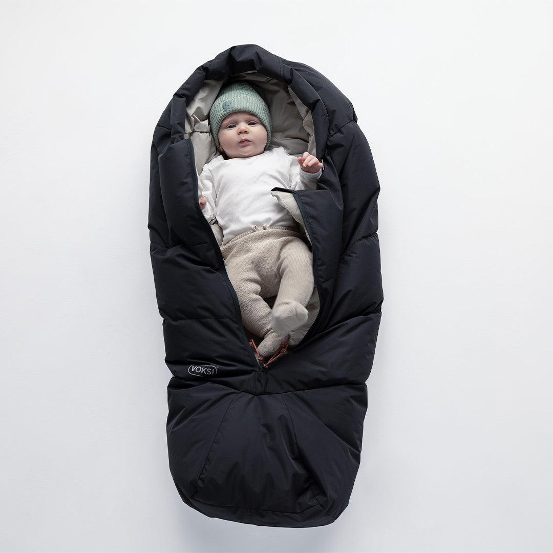 Voksi Adventure North Footmuff - Black - Seashell Sand-Footmuffs-Black/Seashell Sand- | Natural Baby Shower