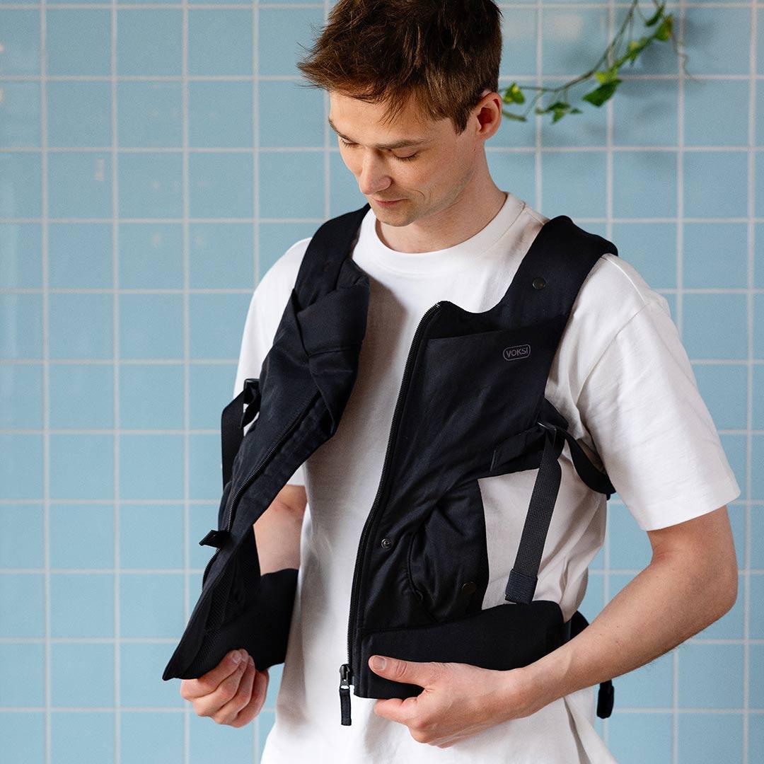 Voksi Huddle Zip On Baby Carrier - Black-Baby Carriers-Black- | Natural Baby Shower