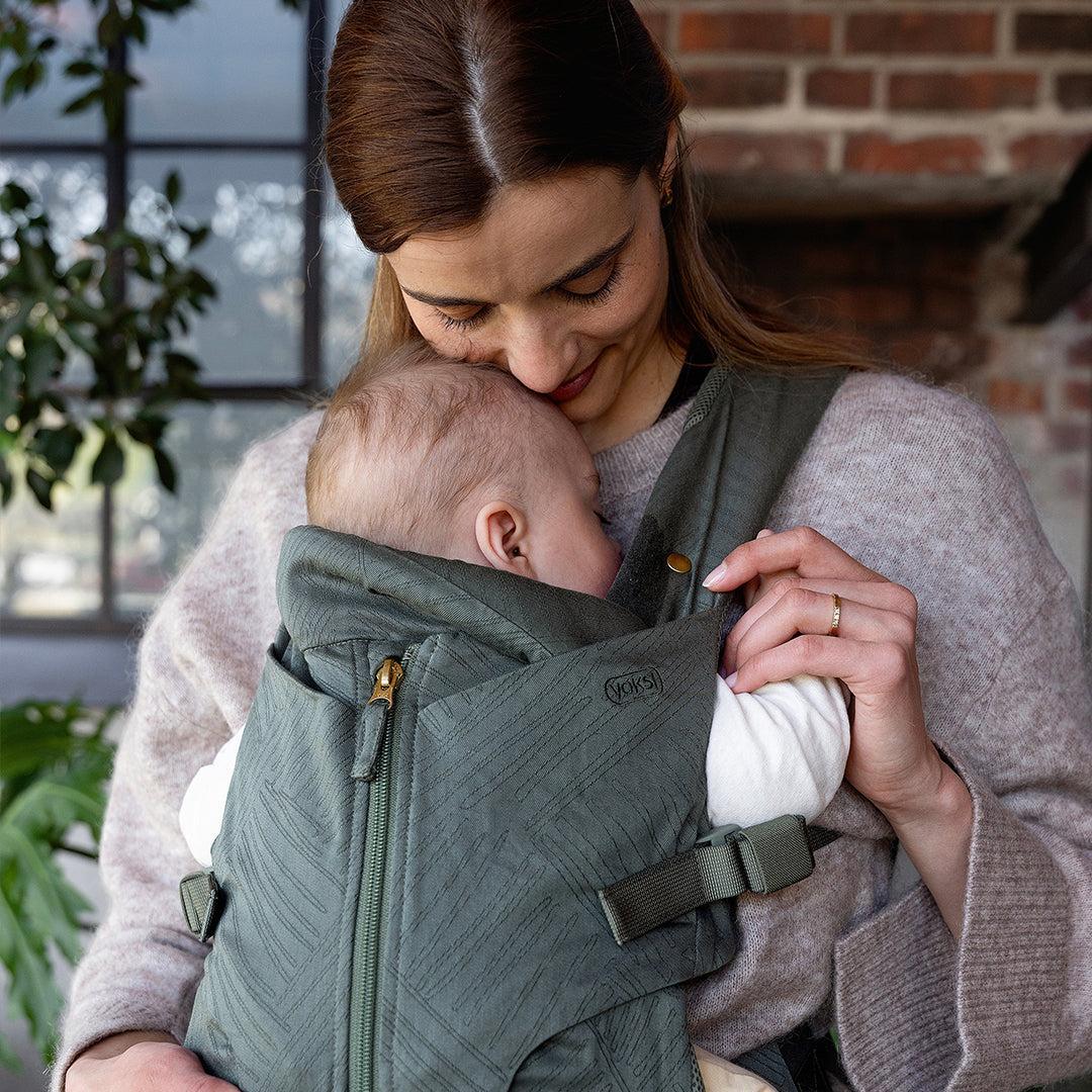 Voksi Huddle Zip On Baby Carrier - Meadow Green Jacquard-Baby Carriers-Meadow Green Jacquard- | Natural Baby Shower